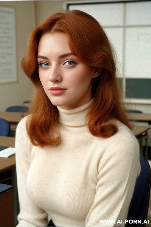 170s. 176. vintage, retro. 18 years old. cutie babe face. turtleneck sweater. without makeup. natural beauty. busty. natural boobs. - #main