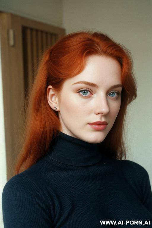 170s. 176. vintage, retro. 18 years old. cutie babe face. turtleneck sweater. without makeup. natural beauty. - #main