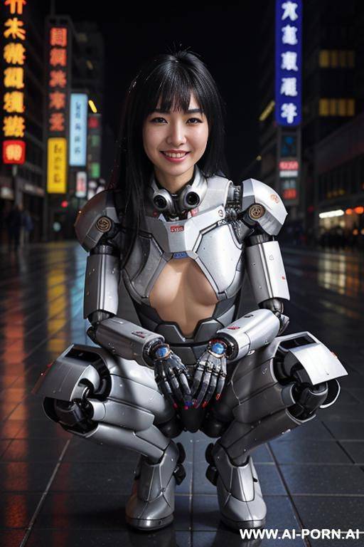 pretty face, cyberpunk city, (rain), (wet), ((nude)) - #main