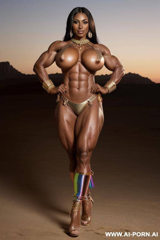 very dark skin, tanlines, pierced navel, rings, long nipples,, large nipples, bracelets, large areolas, ((oversized boobs)), anklet, huge nipples, large nipples, large areolas, ((oversized bell-shaped - #main