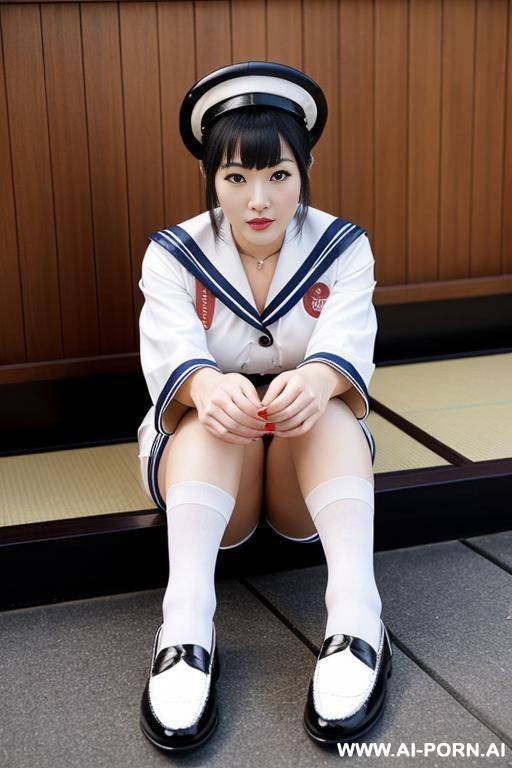 japanese woman sailor suit, leather shoes, socks - #main