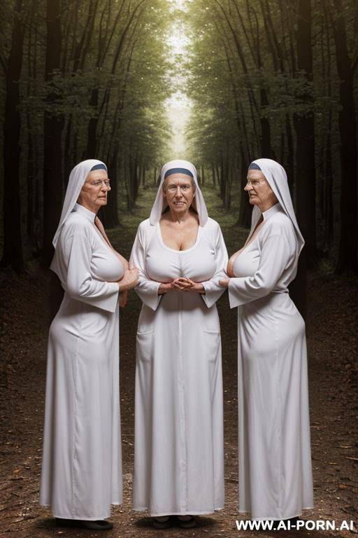 granny (realistic grandma photo), nun on all four pose (totally naked) (no bra), praying, beautiful face, full body view - #main