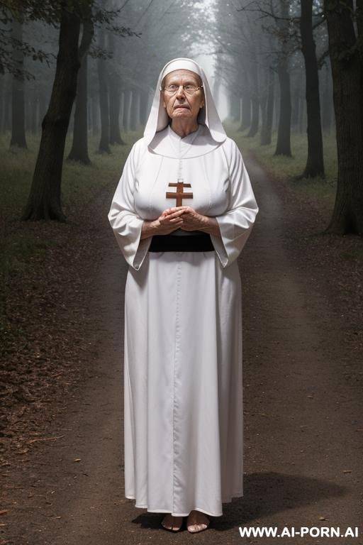 granny (realistic grandma photo), on all four pose, praying, beautiful face, full body view - #main