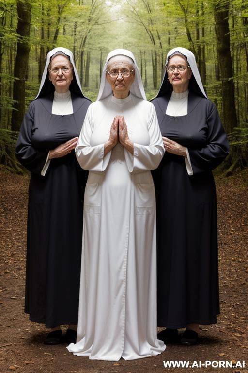 granny (realistic grandma photo), nun on all four pose (totally naked), praying, beautiful face, full body view - #main