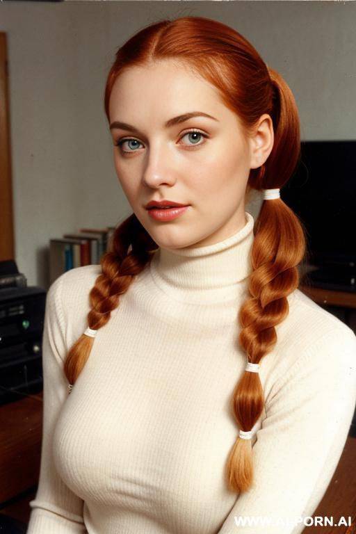 170s. 172. vintage, retro. 18 years old. cutie babe face. turtleneck sweater. without makeup. natural beauty. curvy, busty. american. - #main