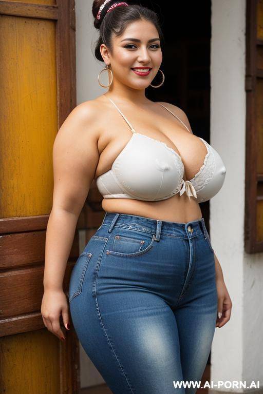 mexican, supermodel, high rise jeans, wide hips, pear shaped, extra thick, deliciously plump - #main