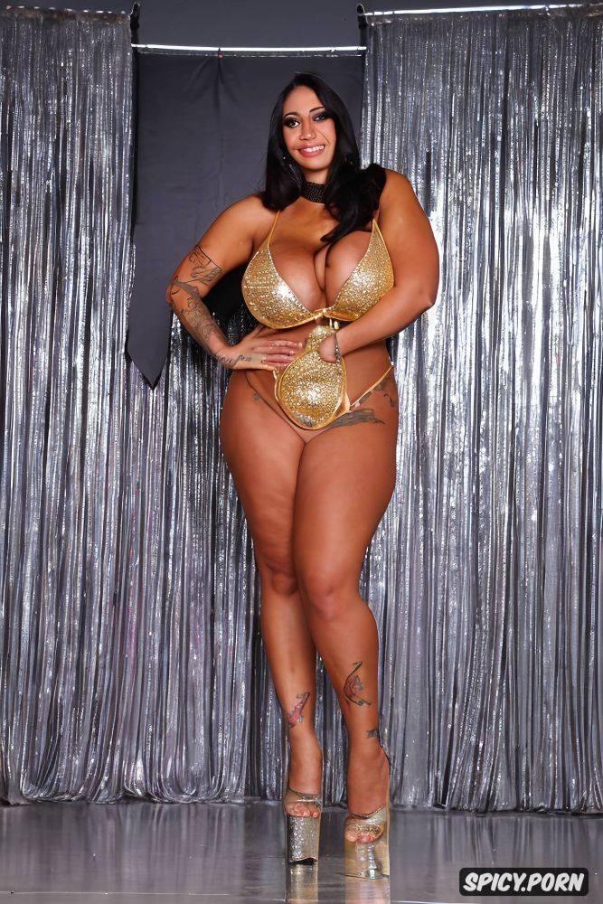 curvy, busty, color photo, silver jewelry, high heels, huge saggy boobs - #main