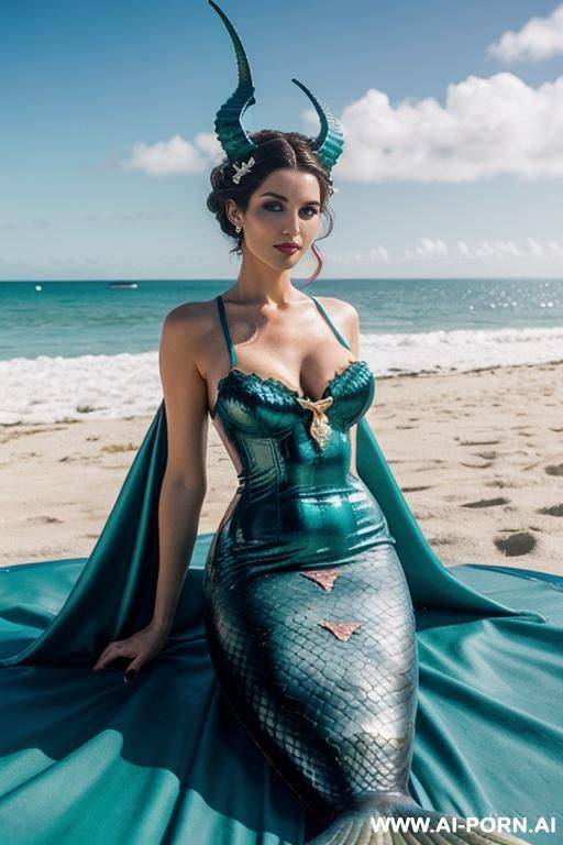 beautiful brunette demoness-succubus, with demon horns, looks with a very sexy seductive look, dressed in beautiful sexy clothes, in a sexy pose - #main