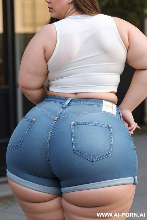 fat pawg. huge fat bubble butt. crop top and denim shorts - #main