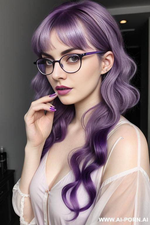 (thick rimmed glasses) (pale skin) (light purple hair) - #main