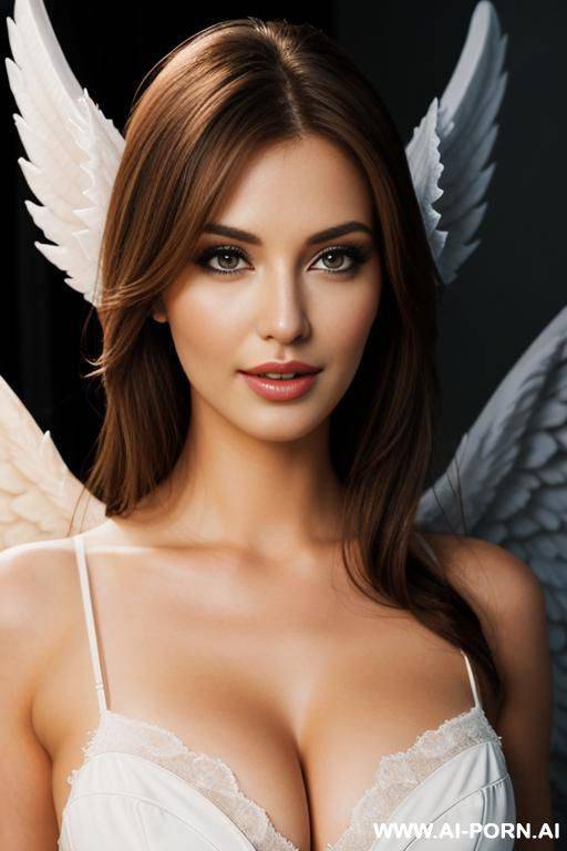 realistic angel with large white wings - #main