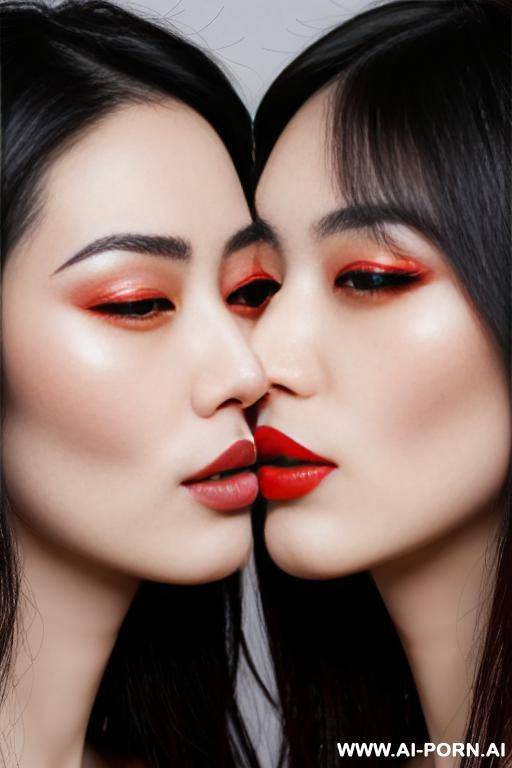 2 chinese models kissing each other (ahegao) (((full lips))) - #main