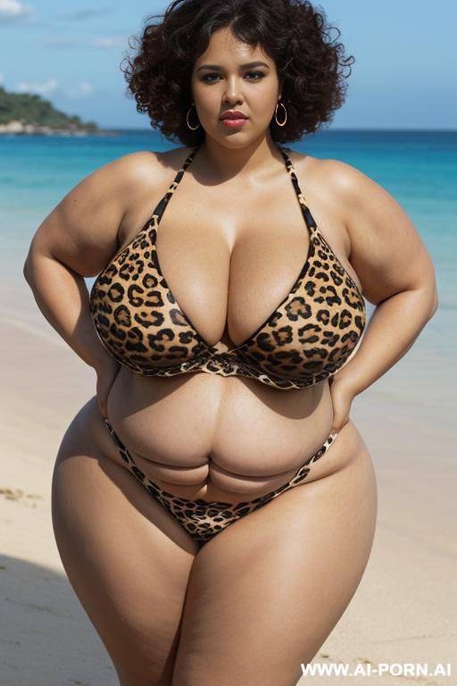 bbw, thick thighs, massive thighs, massive breasts, massive ass, leopard print bikini - #main