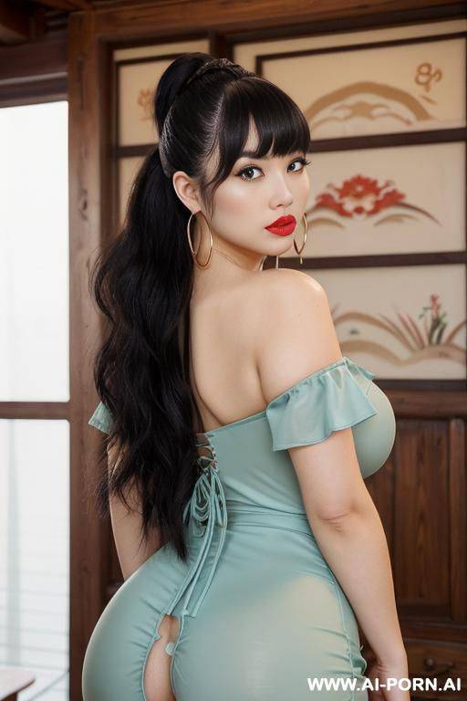 (((chinese race))) (hair accessory) (ahegao) (flowing hair) (((extremely beautiful))) (((full lips))) (shaped eyebrows) (submissive) (hoop earrings) (((hourglass figure))) ((very pretty clean face)) (sexy pose) - #main