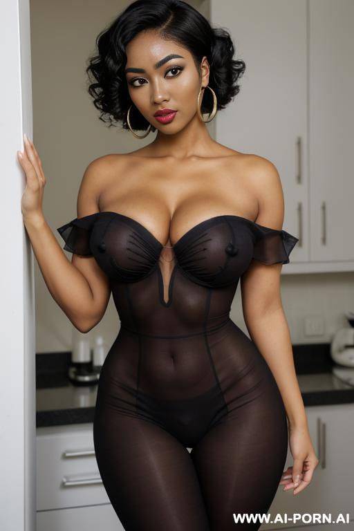 (((round eyes))) (((african+asian mixed race))) (hair accessory) (ahegao) (flowing hair) (((extremely beautiful))) (((full lips))) (shaped eyebrows) (submissive) (hoop earrings) (((hourglass figure))) ((very pretty clean face)) (sexy pose) - #main