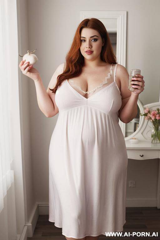 bbw, rotund, wide, big woman, massive pear shaped body, big legs, huge belly, long hair, looking at camera, holding potion in her hand - #main