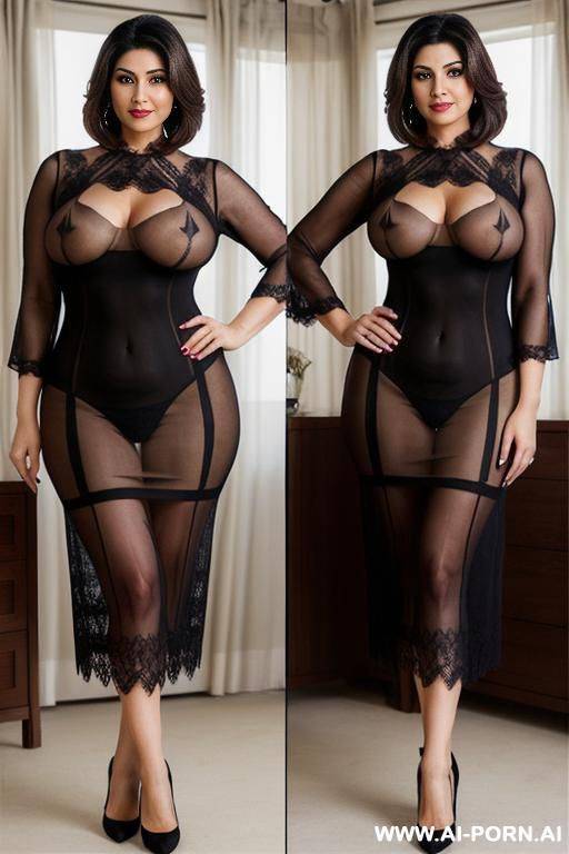 (full body view), (curvy body), (multiple women), (see-through dress), - #main