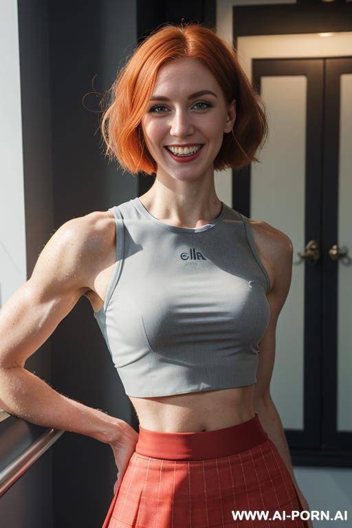 fitness, (vascular arms), (a cup), ((skirt)), ((crop top)), detail, looking at viewer - #main