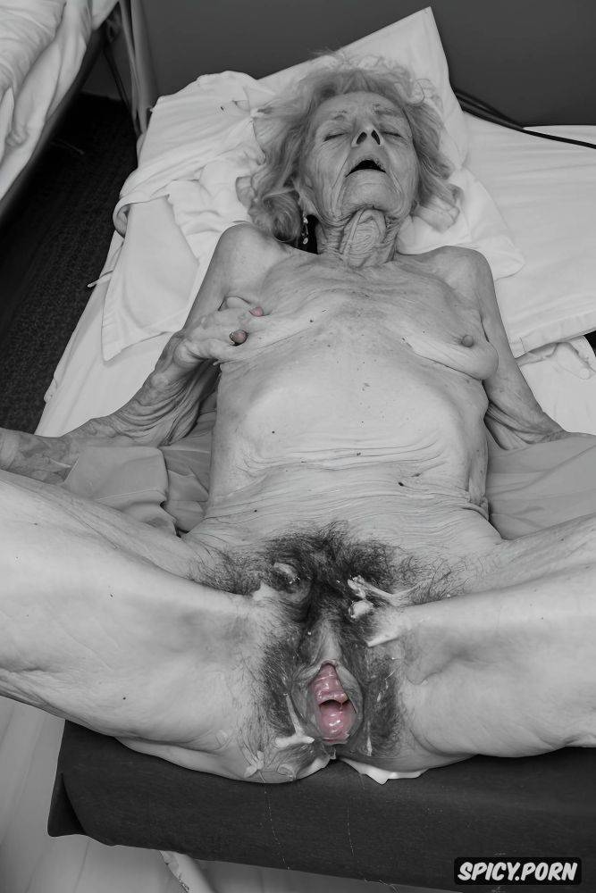 messy unkempt hair, on her back on hospital bed, highly detailed - #main