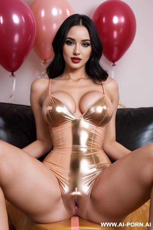 birthday party, presents, peach latex, exposed vagina - #main
