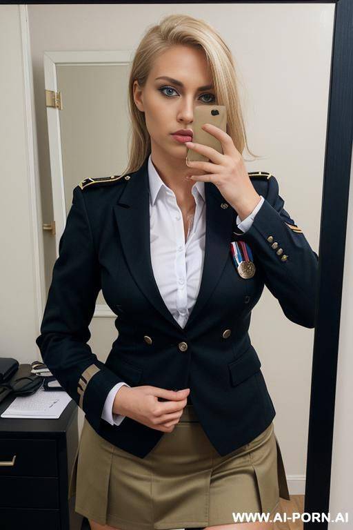 medium skirt, office shirt, blazer, ((formal military uniform)), ((neatly dressed)) - #main