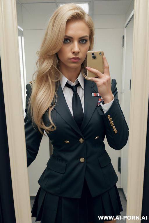 medium skirt, office shirt, blazer, ((formal military uniform)) - #main