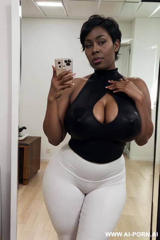 sexy bimbo milf, aged milf, matured milf, thot, really dark black skin, deep dark black skin color, ultra thicc, bulked up thighs, tight shirt, extremely gigantic boobs, perfect eyes - #main