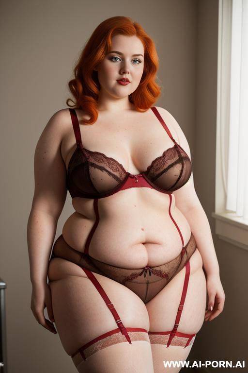half-length photo, ((half body photo shot close up)). as a set in the laundry area, a (((very big obese))) fat chubby fat thick and bbw redhead british, ((she is washing clothes)). she has - #main