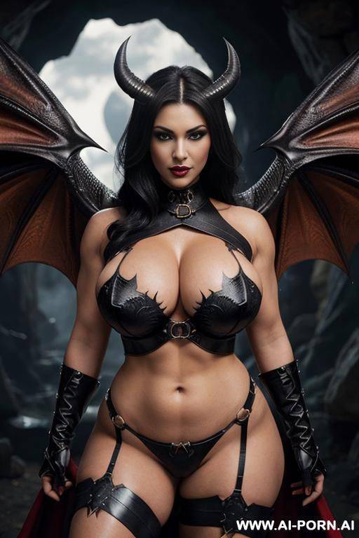 realistic look, super realistic, frontal view, devil woman, succubus, mistress of the underworld, goddess of darkness, powerful and cruel, sexy and beautiful, beautiful face, plump lips, big expressive - #main