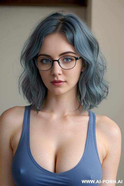 (thick rimmed glasses) (tank top) (perky tits) - #main