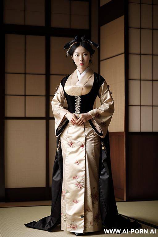 noble japanese woman dress up as victorian woman fashion nude - #main