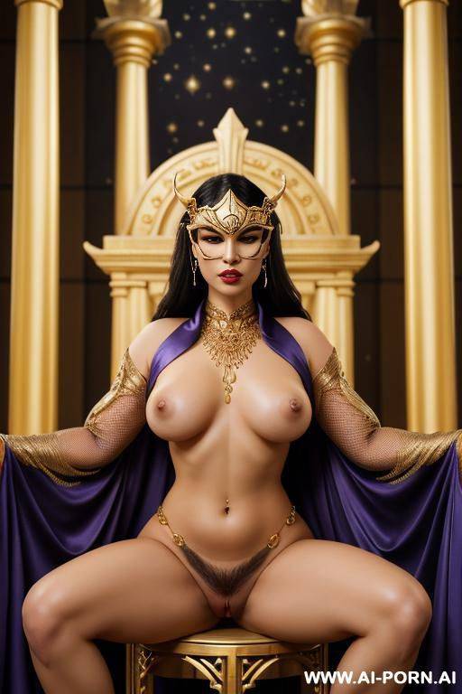 2 round big boobs atlantis empress womans standing together total naked and show their horny realistic vaginas and round boobs, wearing golden bracelets on, wearing golden loop earrings on and - #main
