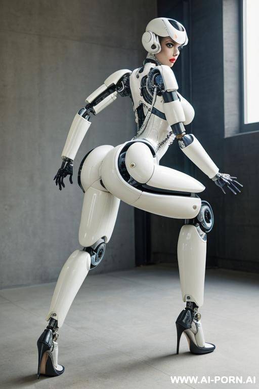 beautiful female taur cyborg robot with beautiful four legs to latex skin white hd image quality. - #main