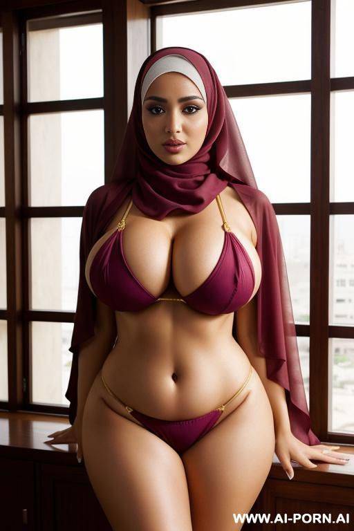 hijab woman, arab woman, thick body, sexy bikini, indoors - #main