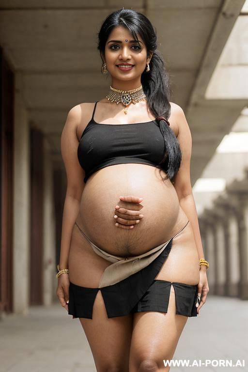 (20 year old indian woman with no body hair and thick black hair in a ponytail. - #main