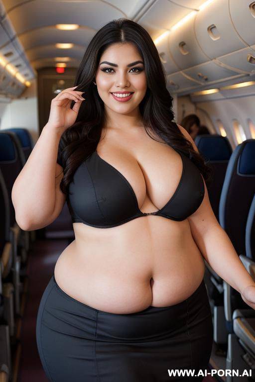 rotund figure, huge body, mexican, chola, supermodel, huge nose, bimbo, eyeliner, blush, eyeshw, plump, extra thicc, wide hips, big smile, hands on belly - #main