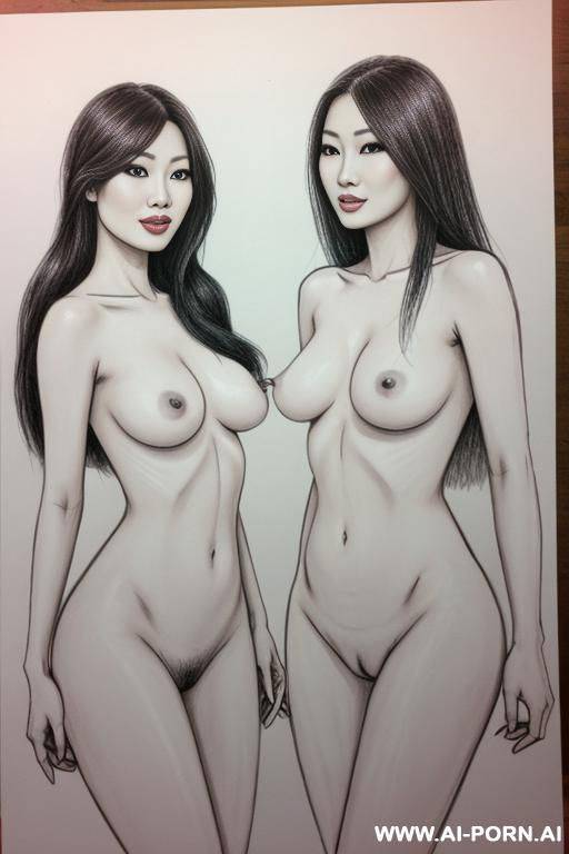 drawing of two naked asian women - #main