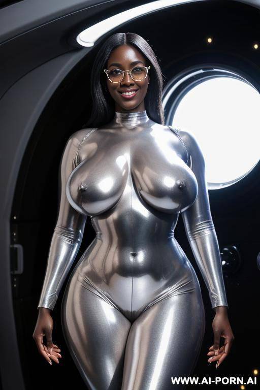 xxl natural massive extra huge boobs , shaved pussy , fully naked sexy busty tall oiled silver space ebony lady, fully shaved nude body , no clothes, full body view, shiny silver oily dust - #main