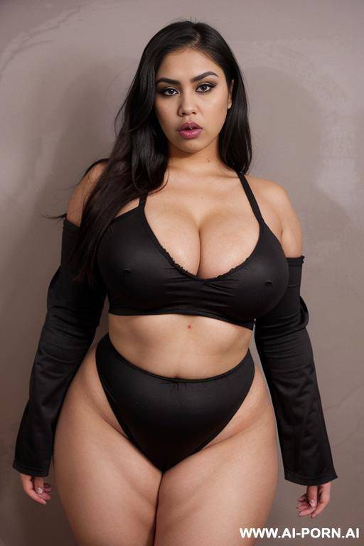 very rotund, huge wide body, mexican, chola, huge nose, big eyes, gap tooth, eyeliner, huge hips, pear shaped - #main