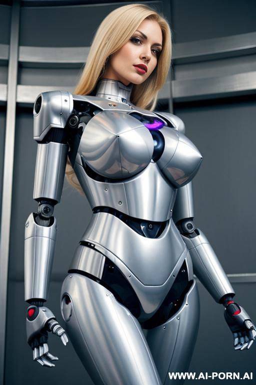 blonde robot, fully robotic body, huge robotic tits, fit body, shapely arms, shapely legs - #main