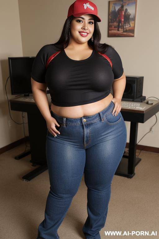 baseball hat, rotund figure, huge wide body, mexican, masterpiece supermodel, huge nose, chicana, chola, hot, pear shaped, wide hips - #main