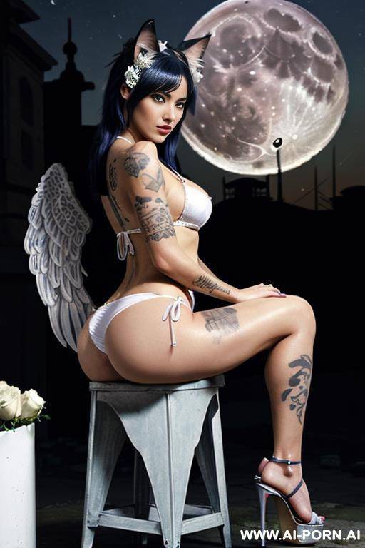 woman, 1, pretty face, ponytail hair, drooling saliva, wet skin, torn clothes, big firm breasts, underboob, curvaceous body, ass, long legs, tatoo, piercings, pussy leaking, torn fishnet, chocker, - #main