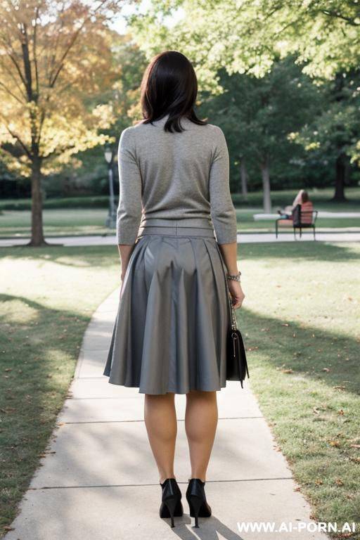 suburban mom in gray skirt fucking from behind in park - #main