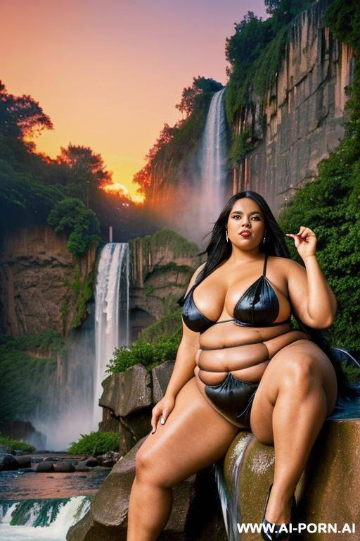 (((rock bbw, big city with waterfall at gorgeous sunset))) - #main