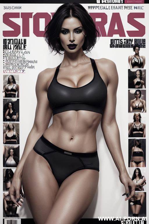 (((very beautiful face, gorgeous body, athletic build, toned body, strong legs and arms, juicy thighs, curvy figure, natural big breasts))) ((black lipstick, black lipstick on lips, gothic woman)) - #main
