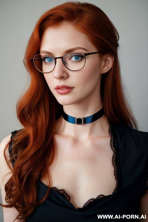 (choker) (thick rimmed glasses) (long hair) (nerdy) - #main