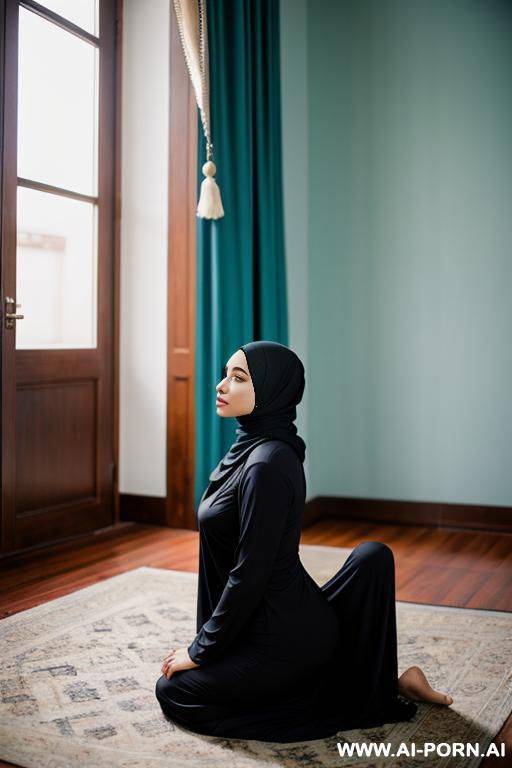 mu woman praying wearing hijab with a buttblug - #main