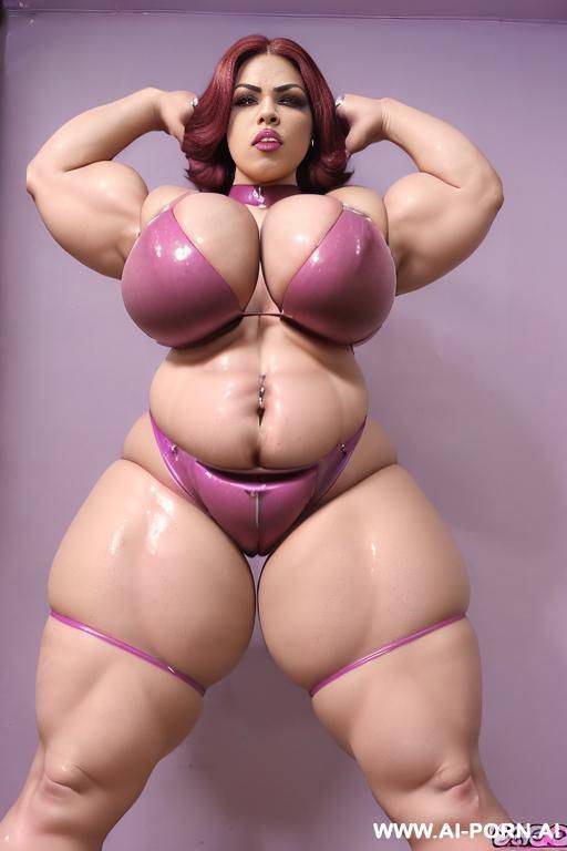 magenta latex, ((brazilian)) ((sexy plump lips)) ((((thick strong body, thick powerful body)))) (((thick muscular body))) (((big round firm tits, massive round boobs))) ((erect nipples)) (((narrow strong - #main