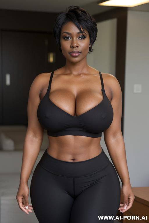 sexy bimbo milf, aged milf, matured milf, thot, really dark black skin, deep dark black skin color, ultra thicc, bulked up thighs, extremely gigantic boobs, perfect eyes, topless, topless, topless - #main
