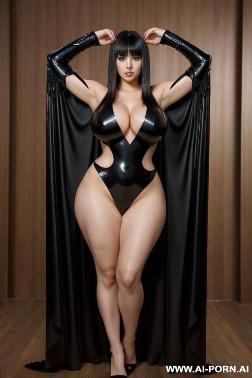 gigantic low hanging teardrop breasts, extreme hourglass figure, long hair, veiny breasts, bat wings - #main